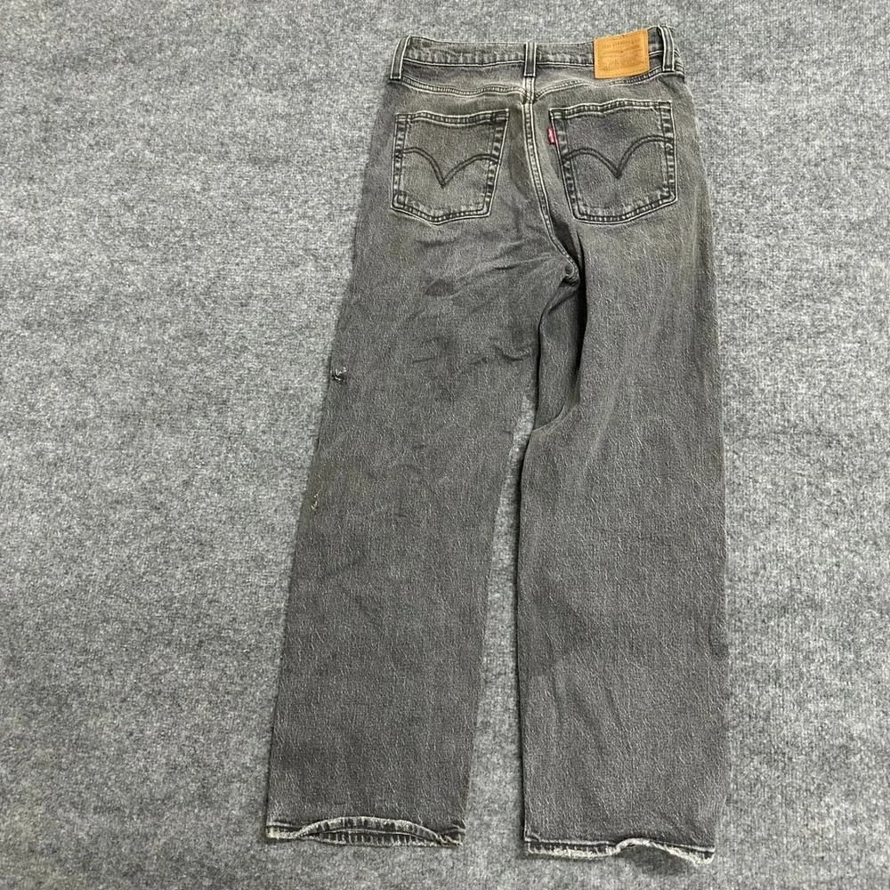 Levi's Jeans Womens 27 Black Ribcage Straight Ankle High Rise Button Fly Denim